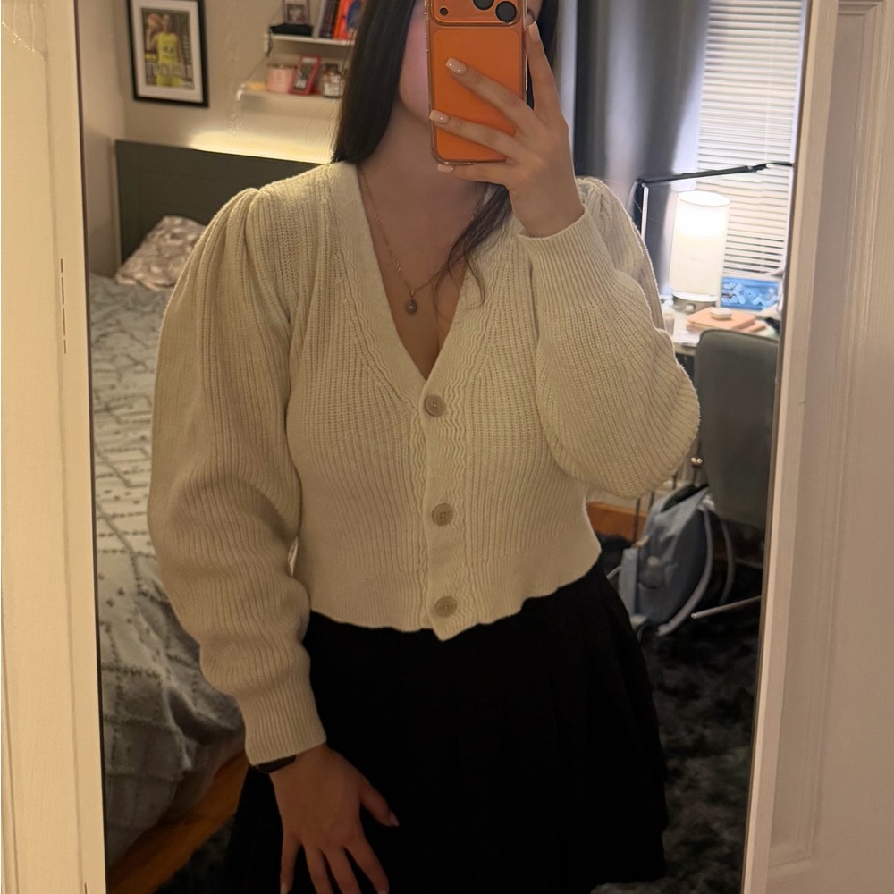 Aerie Cream Ribbed Knit Sweater